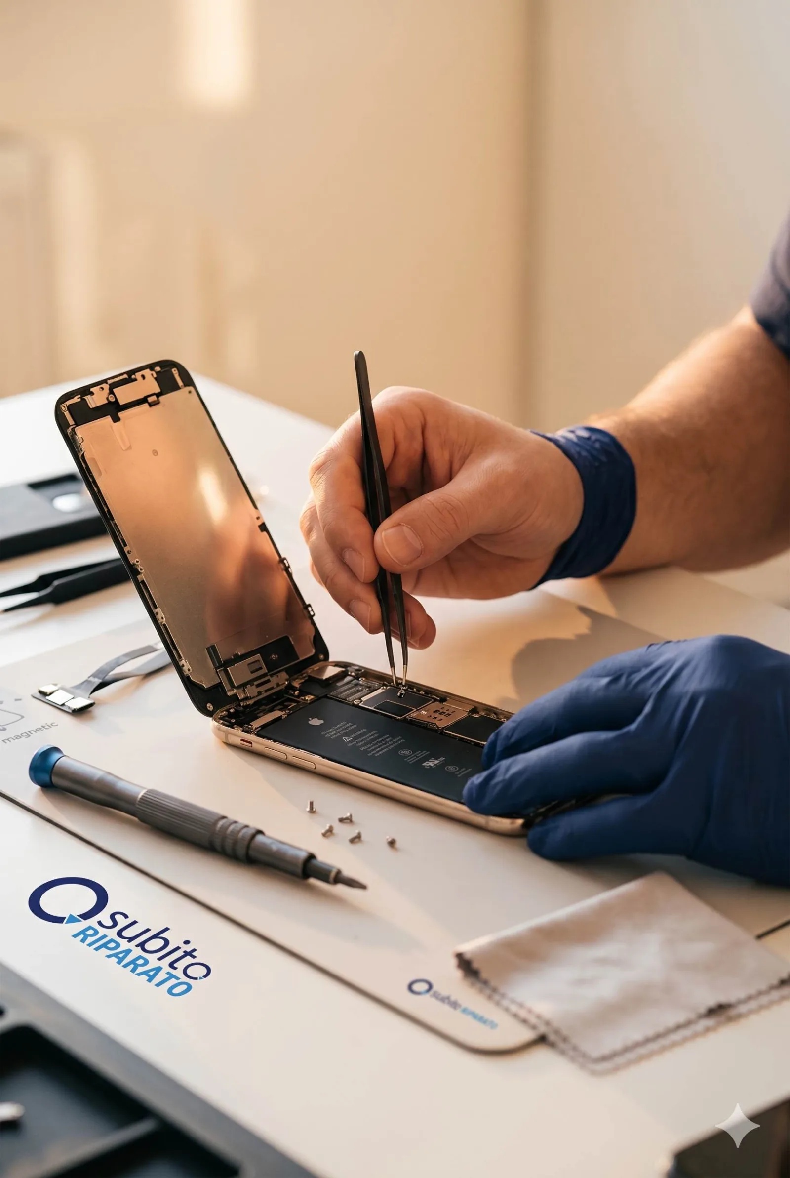 Tecnico Subito Riparato che ripara uno smartphone